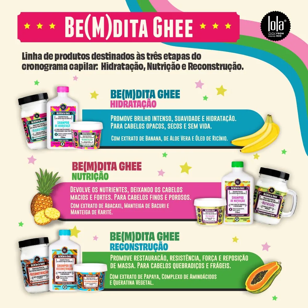 Máscara hidratante "Be(m)dita Ghee Banana e Aloe Vera" Lola 350g