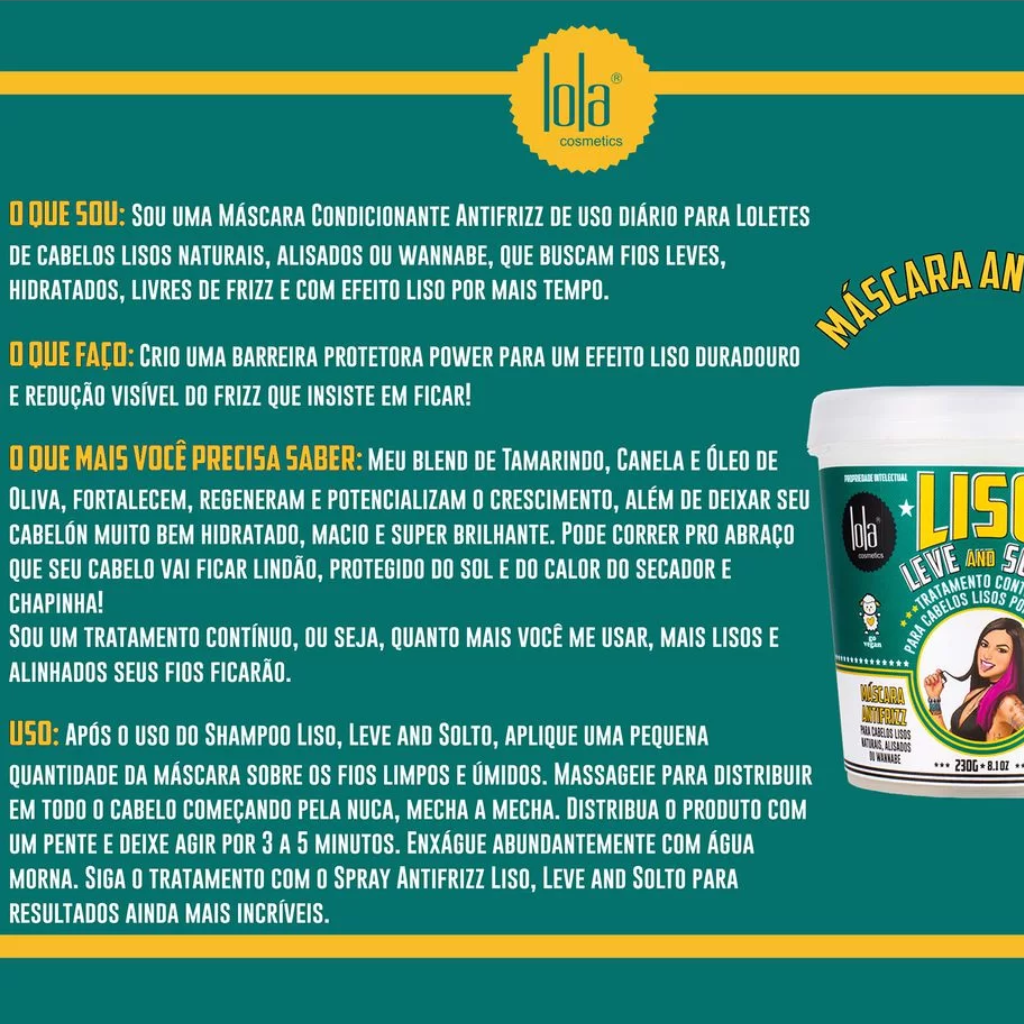 Masque Antifrizz "Liso Leve e Solto" Lola 230g