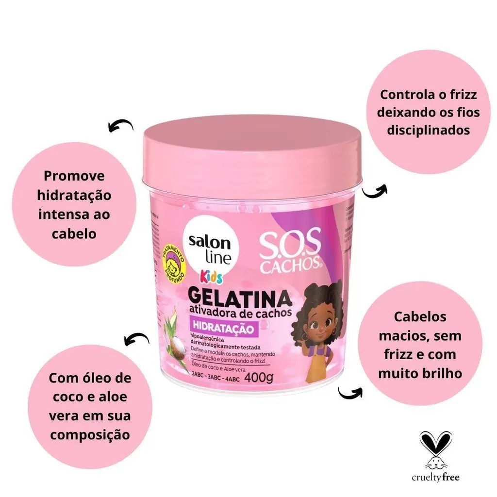 Gelatina Capilar Hidratante para Crianças - SOS Cachos Kids - Salon Line