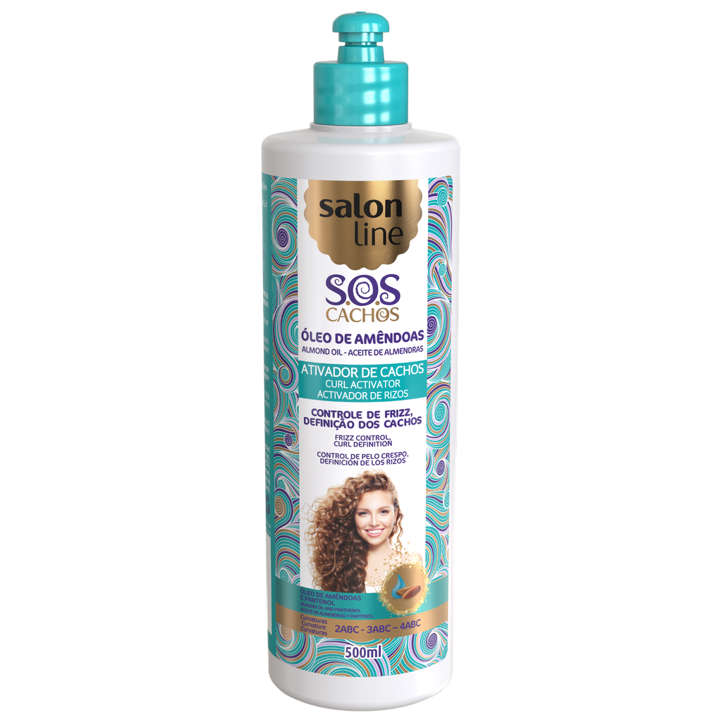 Creme Para Pentear com Ativador “SOS Cachos - Óleo de Amendoas” Salon Line 500ml