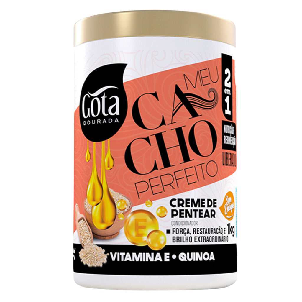 Creme de Pentear "Vitamina E e Quinoa 2 em 1" Gota Dourada 1kg