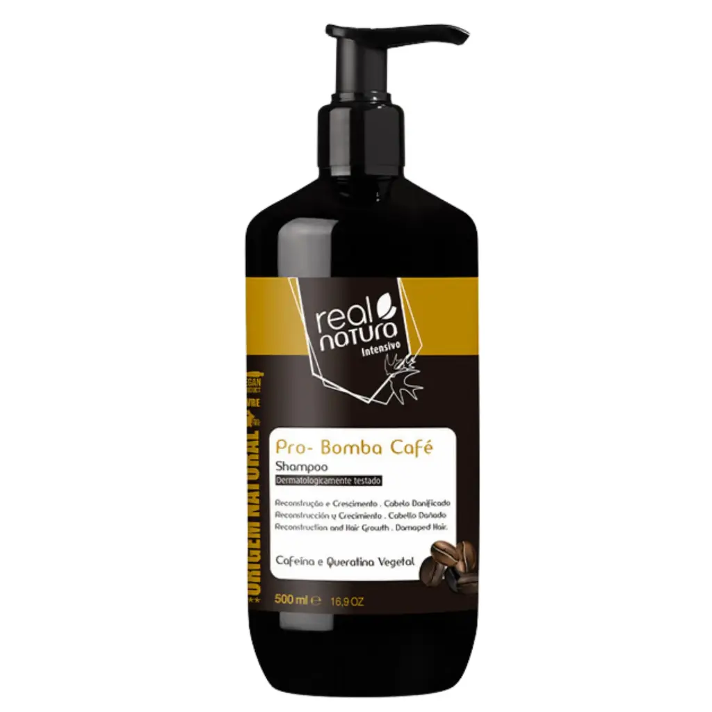 Shampooing "Pro-Bomba Café - Caféine, Kératine, Vitamines E et F" Real Natura 500ml