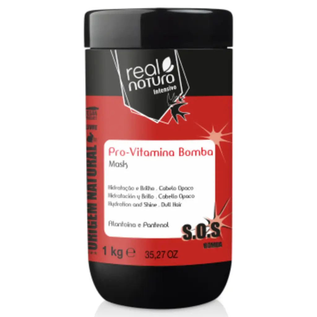 Máscara - Pro-Vitamina Bomba - Alantoína e Pantenol - Cabelos Sem Brilho - Real Natura 1kg