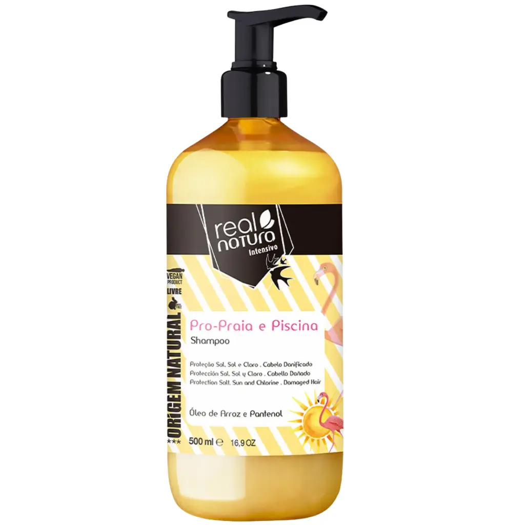 Shampooing d'Été - Pro-Mar e Piscina - Huile de Riz et Panthénol - Real Natura 500ml