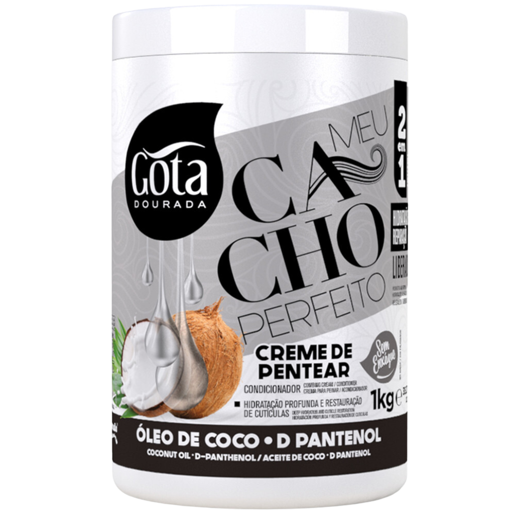 Crème Coiffante "Meu Cacho Perfeito Coco d'Pantenol" Gota Dourada 1kg