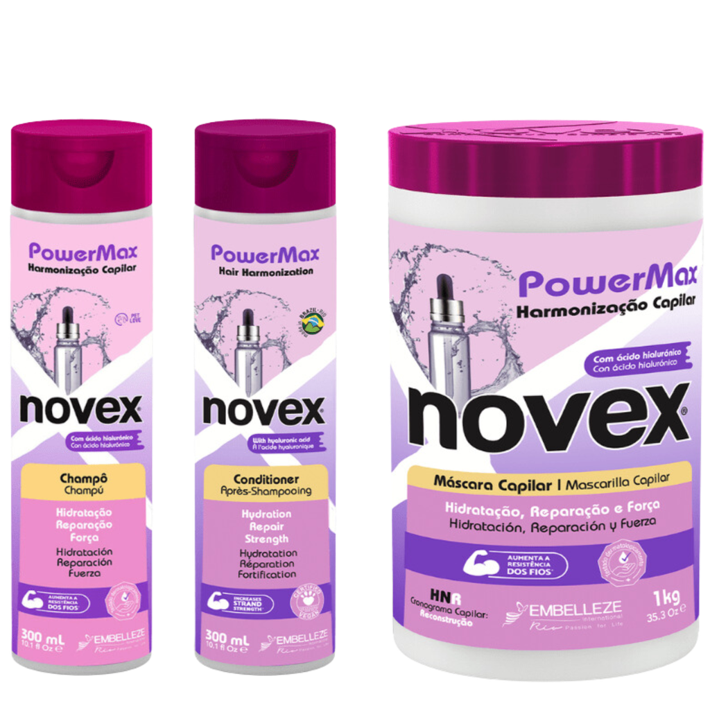 Kit Fortifiant - Power Max Harmonisation Capillaire - Novex 300ml+300ml+1kg