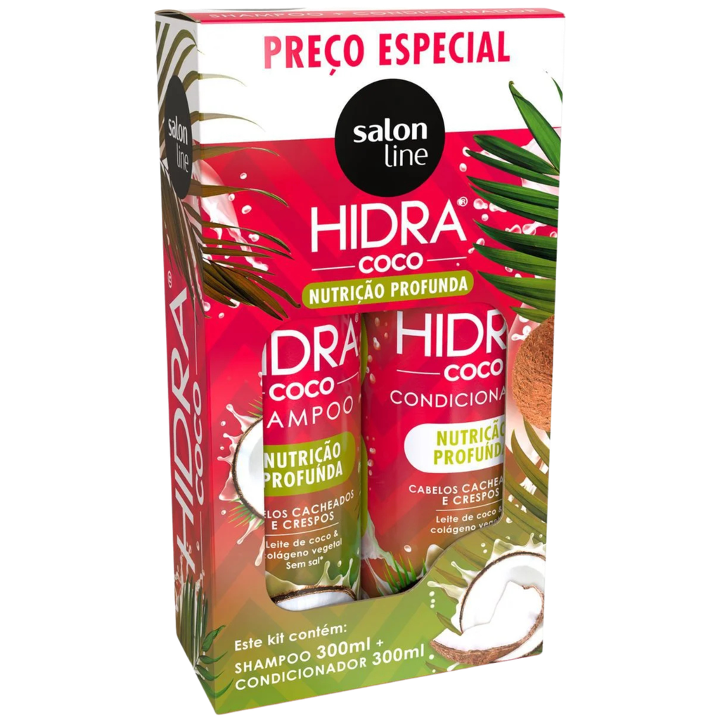 Kit Champô + Condicionador "Hidra - Leite de Coco" Salon Line 300+300ml