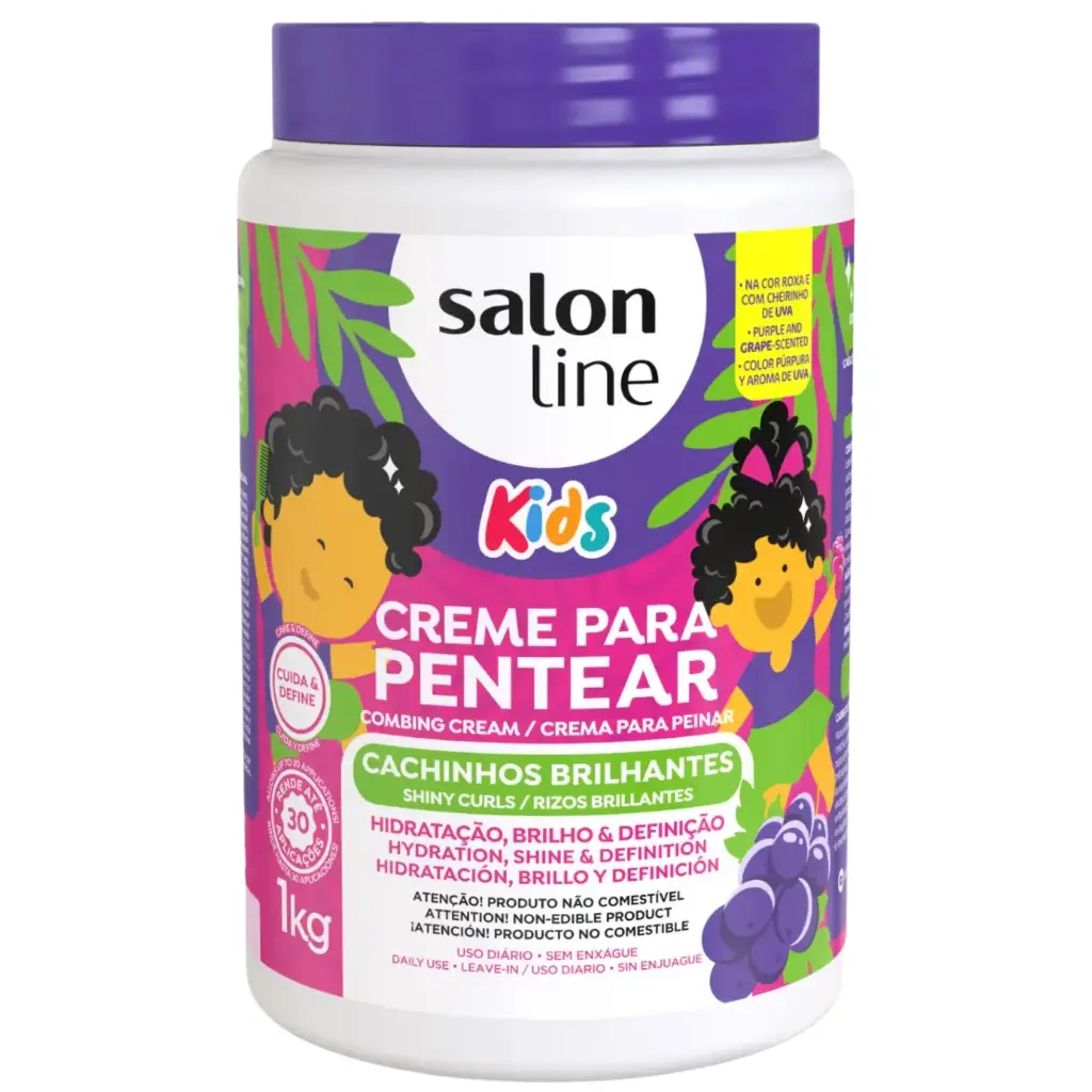 Crème Coiffante Kids - Raisin - Cachinhos Brilhantes - Salon Line 1kg