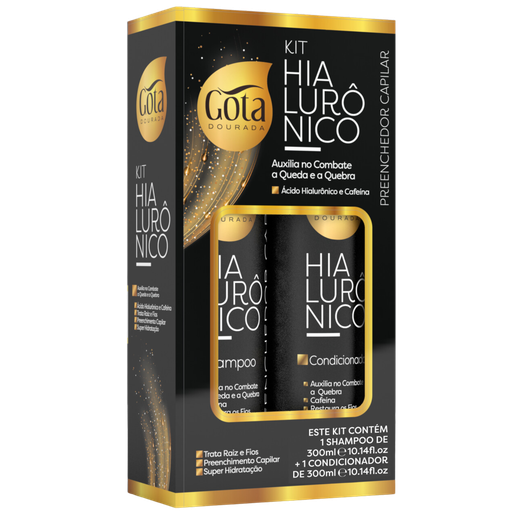 [7897158726721] Kit Shampoing + Conditionneur "Ácido Hialuronico Gota Dourada 300+300ml