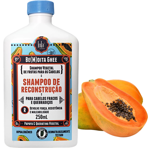 [7899572810833] Champô reconstrutor "Be(M)dita Ghee Reconstrução, Papaia e Queratina Vegetal" Lola 250ml