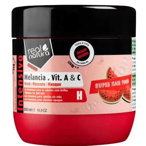 [5600493409400] Masque Hydratant "Super Hair Food - Pastèque, Vit. A et C" Real Natura 500ml