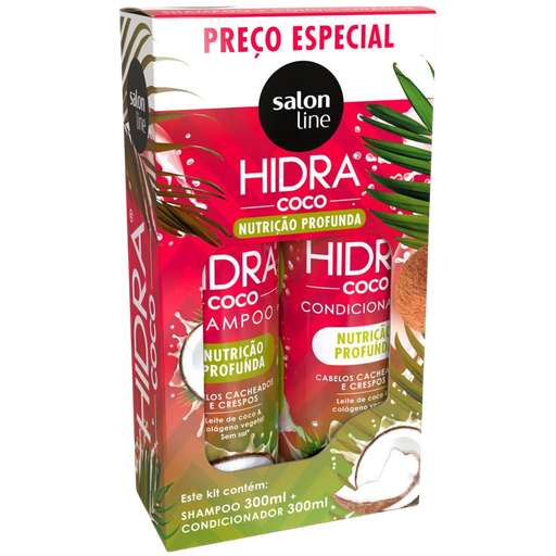 [7898968070776] Kit Champô + Condicionador "Hidra - Leite de Coco" Salon Line 300+300ml