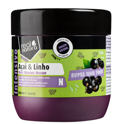 [5600493409417] Máscara Nutritiva - Hair Food - Açaí & Linho - Real Natura 500ml