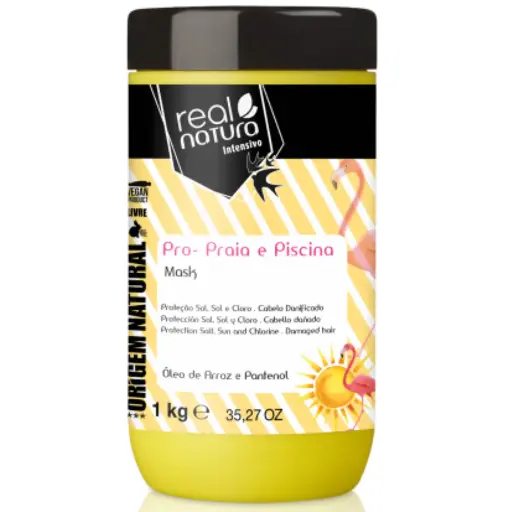 [5600493406201] Máscara de Verão - Pro-Mar e Piscina - Óleo de Arroz e Pantenol - Real Natura 1Kg