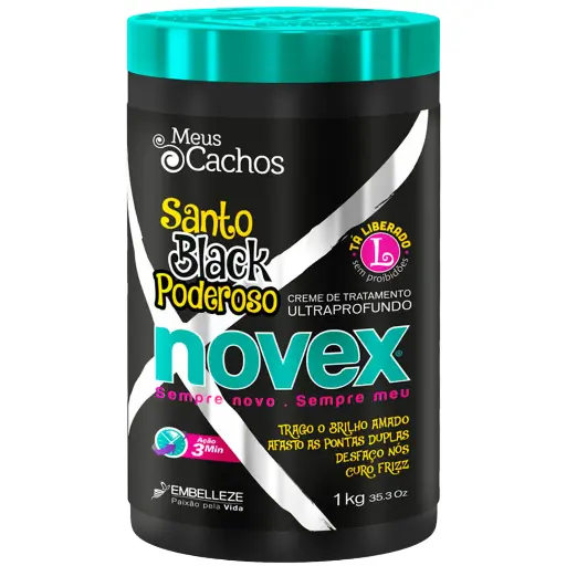 [7896013563365] Máscara Hidratante - Santo Black Poderoso - Novex 1kg