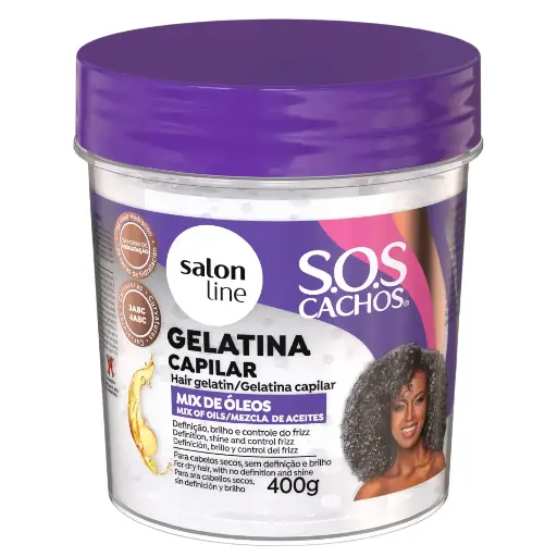 [7908458325436] Gélatine Capillaire Hydratante - Mix Huiles SOS Boucles - Salon Line 400g